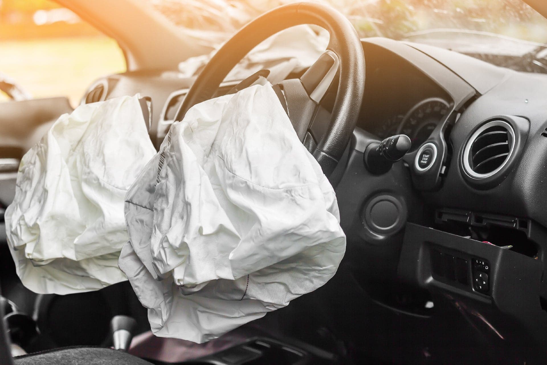 Dashboard with deployed airbags