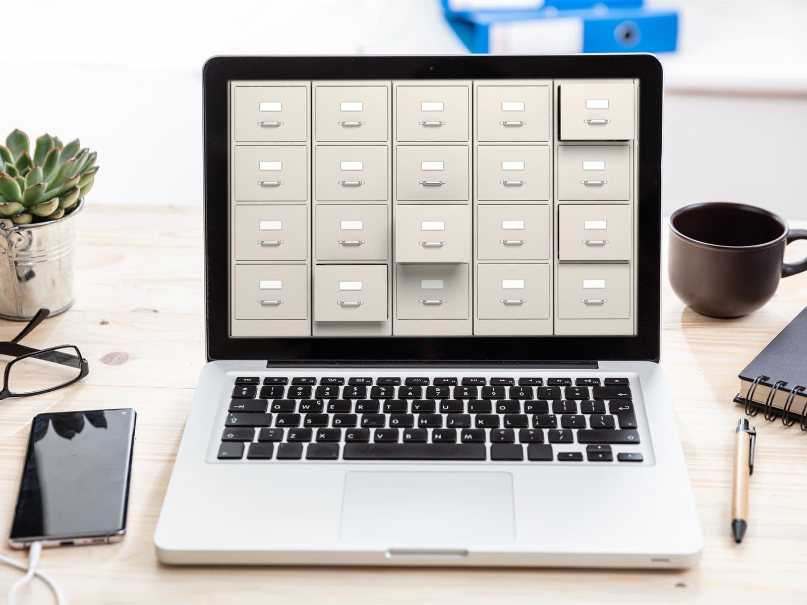 Digital archive on a laptop symbolising traceability and documentation