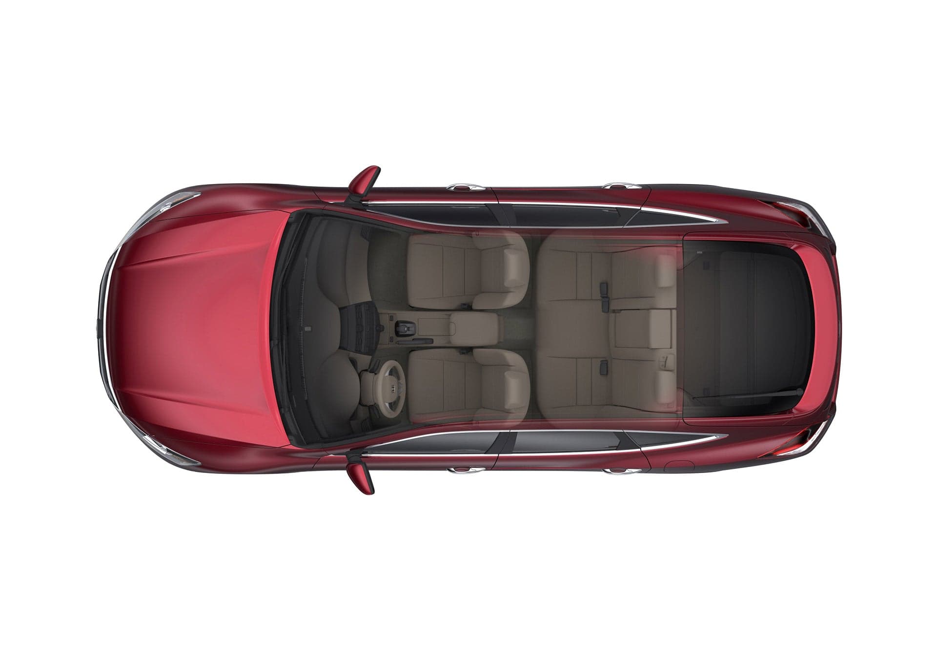 Complete vehicle seen from above with passive safety systems